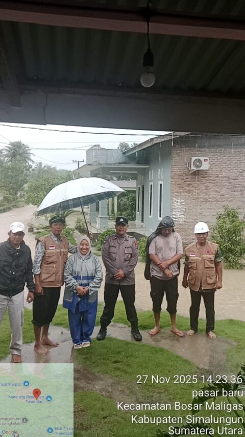 Polres Simalungun melalui Polsek Bosar Maligas Bergerak Cepat Amankan Pemukiman Warga. Foto: Dok. Istimewa.