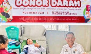 Memperingati Hari Bakti Kementerian Imigrasi dan Pemasyarakatan ke-1, Rutan Kelas IIB Humbang Hasundutan menggelar kegiatan donor darah dan pengobatan gratis. Foto: Dok. Istimewa.